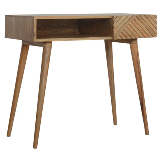 Read more about Tophi wooden line carving study desk in oak ish