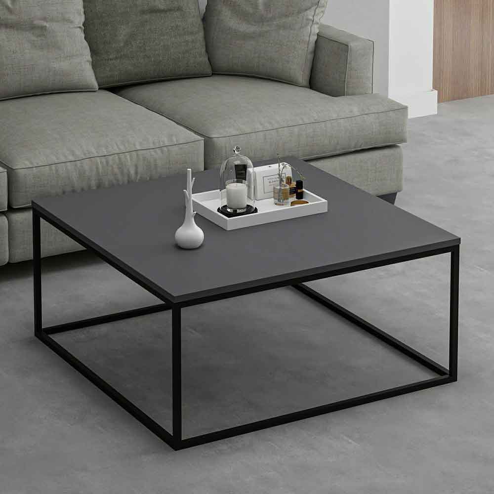Torano Square Wooden Coffee Table with Metal Frame in Anthracite