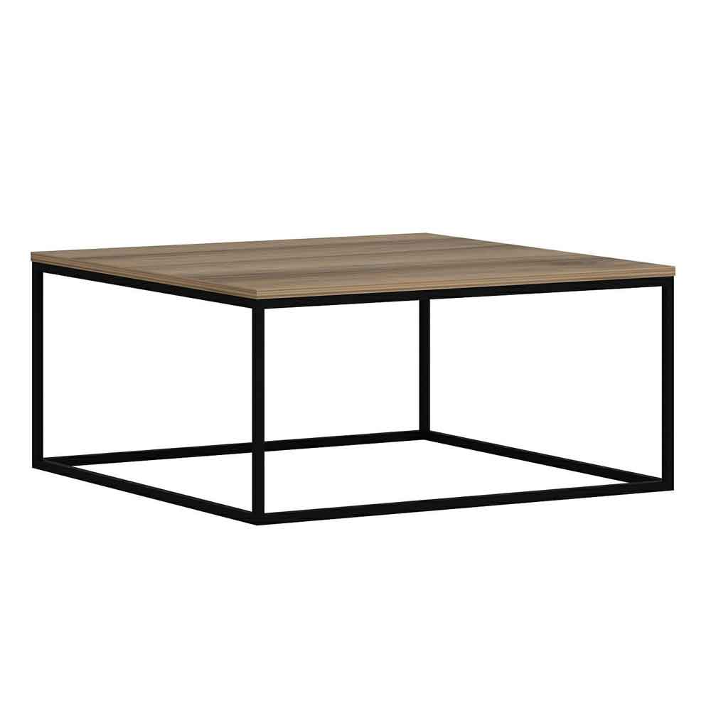 Torano Square Wooden Coffee Table with Metal Frame in Walnut