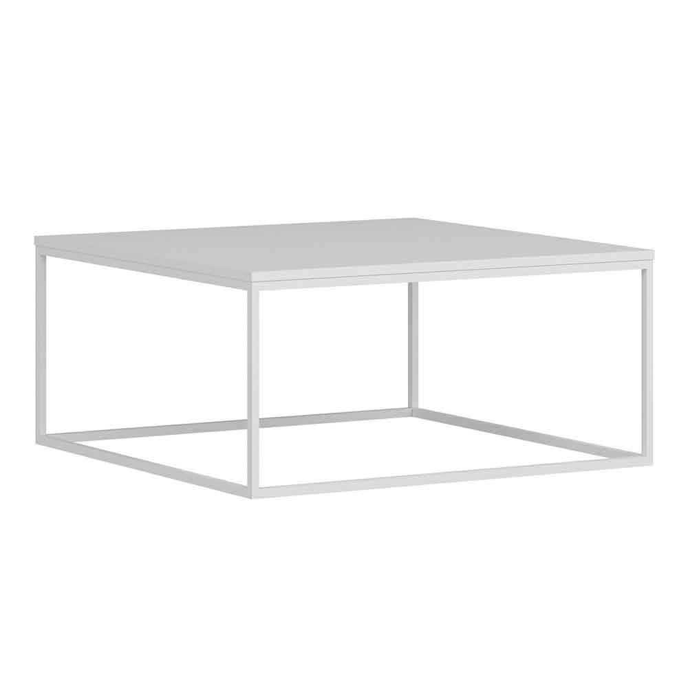 Torano Square Wooden Coffee Table with Metal Frame in White