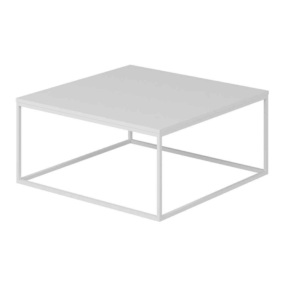 Torano Square Wooden Coffee Table with Metal Frame in White