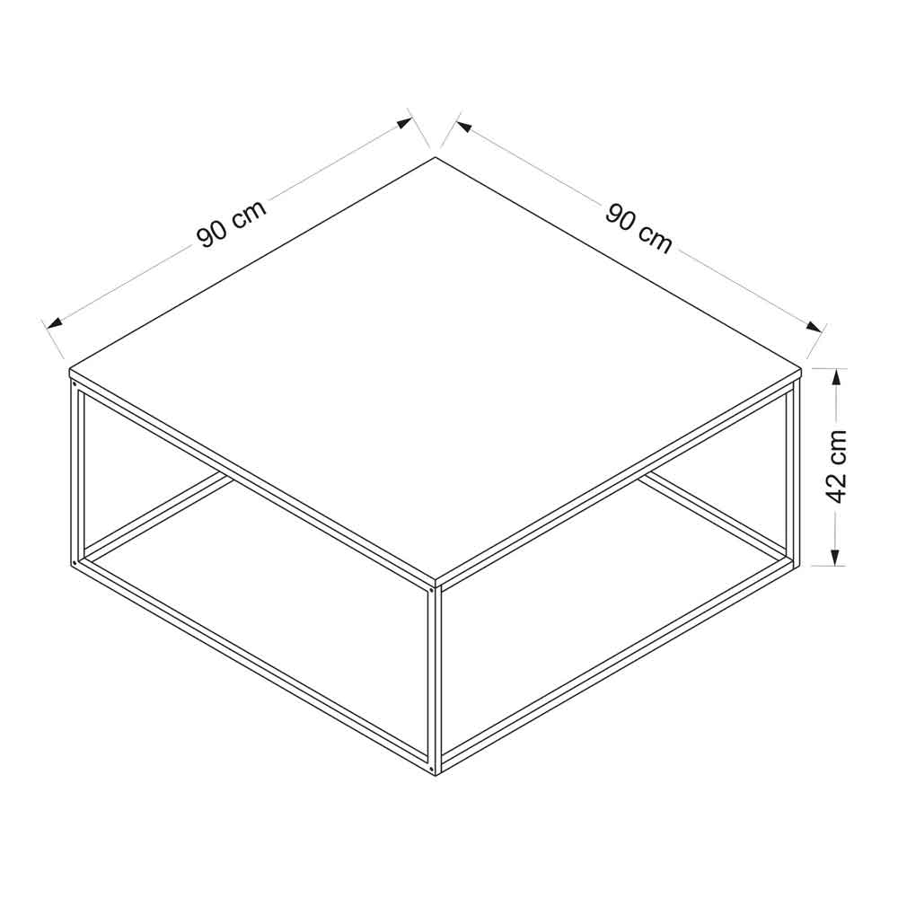 Torano Square Wooden Coffee Table with Metal Frame in White