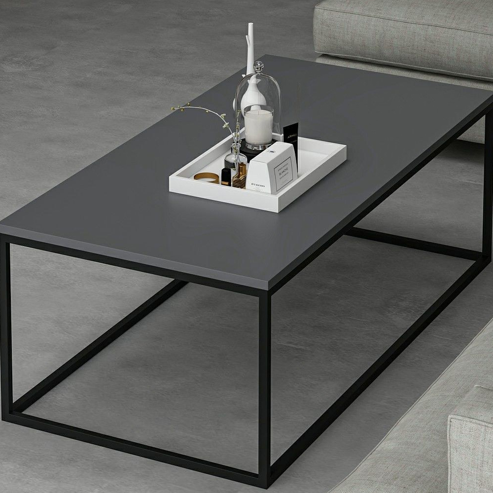 Torano Wooden Coffee Table with Metal Frame in Anthracite