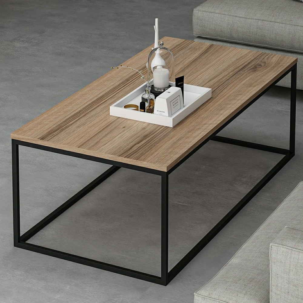 Torano Wooden Coffee Table with Metal Frame in Walnut