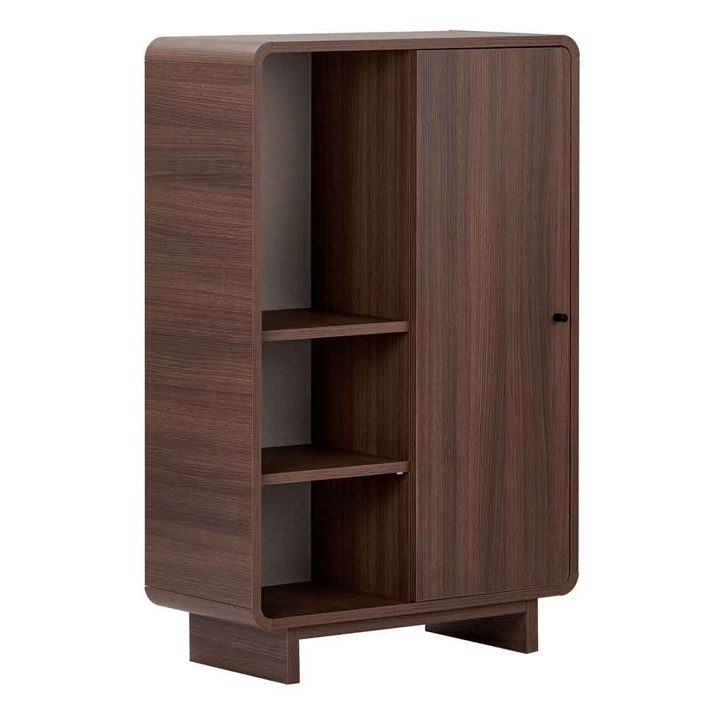 Torina Wooden Display Cabinet with 1 Door in Milano Walnut