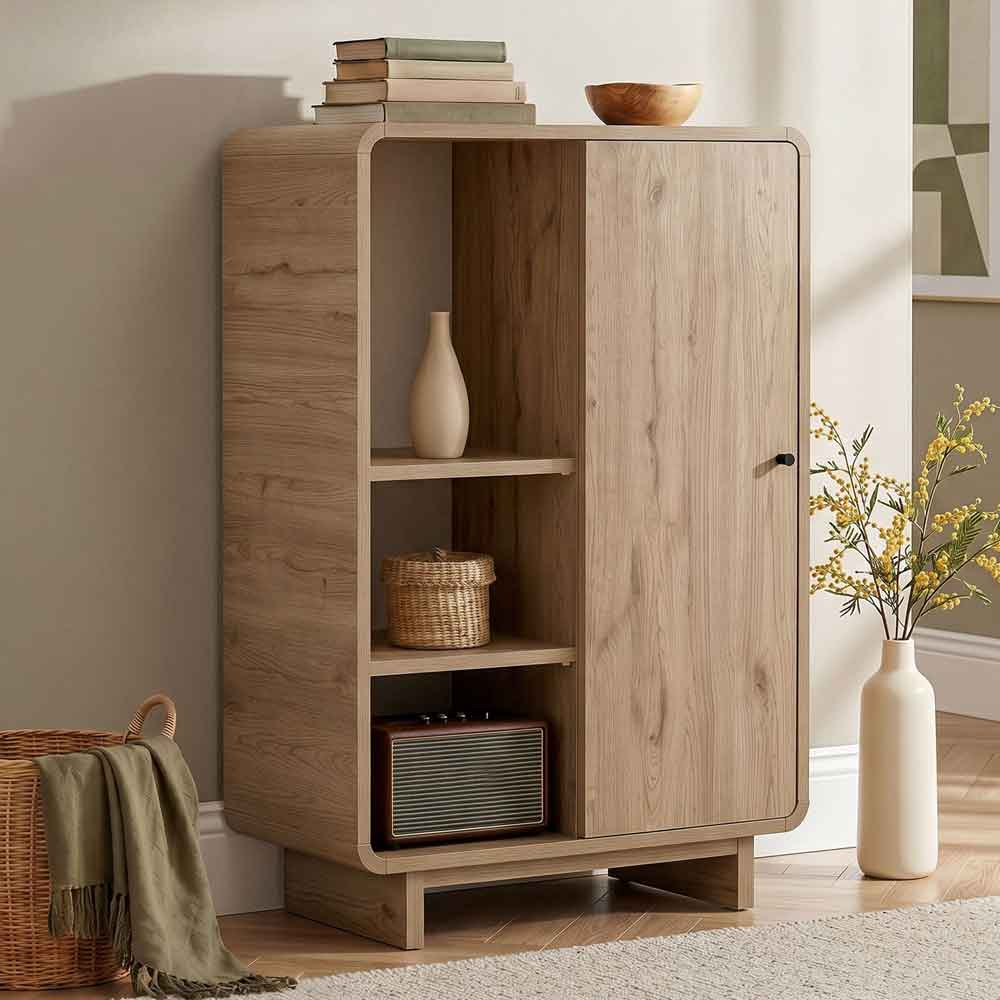 Torina Wooden Display Cabinet with 1 Door in Sepet Oak