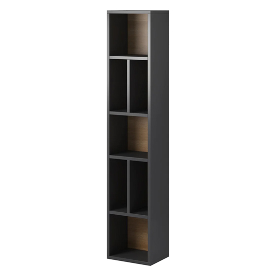 Torino Wooden Bookcase 7 Shelves In Matt Grey And San Remo Oak