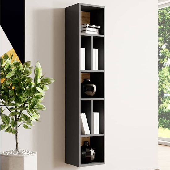 Read more about Torino wooden bookcase 7 shelves in matt grey and san remo oak