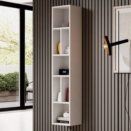 Read more about Torino wooden bookcase 7 shelves in matt white