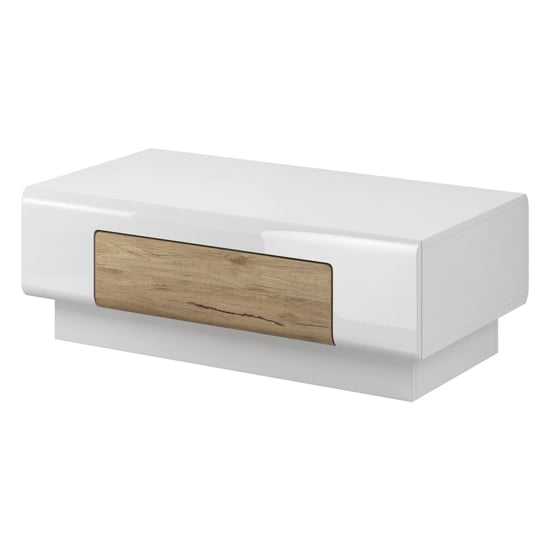 Read more about Torino high gloss coffee table with 1 drawer in white oak