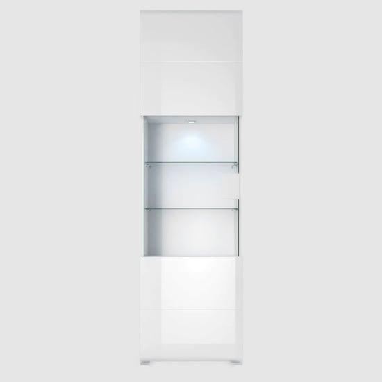 Torino High Gloss Display Cabinet 1 Door In White With LED