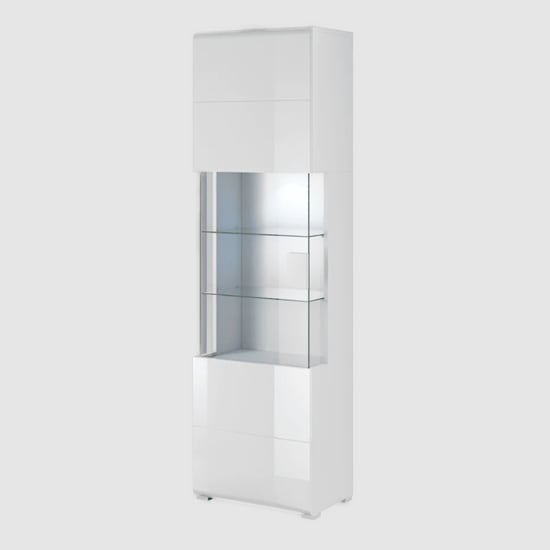 Torino High Gloss Display Cabinet 1 Door In White With LED