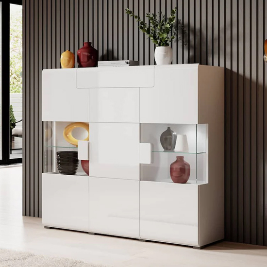 Read more about Torino high gloss display cabinet 2 doors in white with led