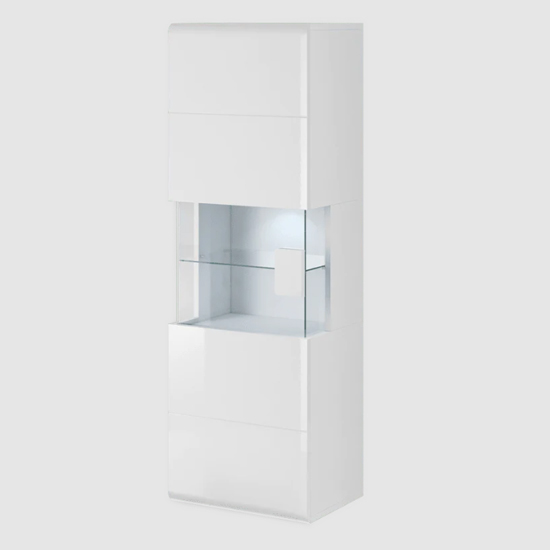 Torino High Gloss Display Cabinet Wall In White With LED
