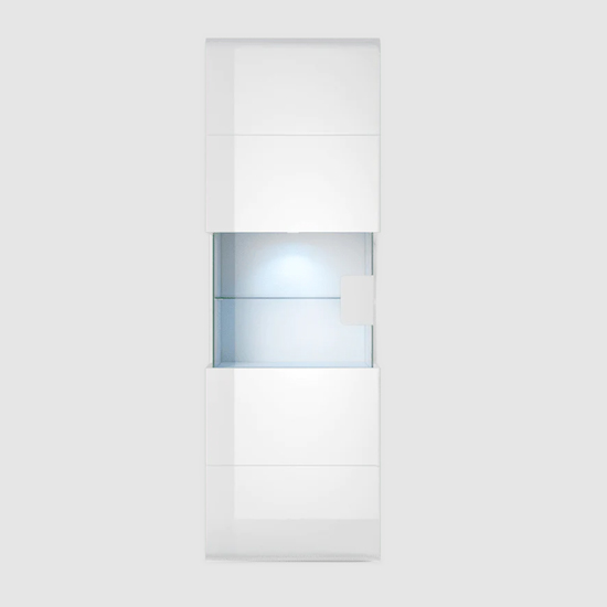 Torino High Gloss Display Cabinet Wall In White With LED