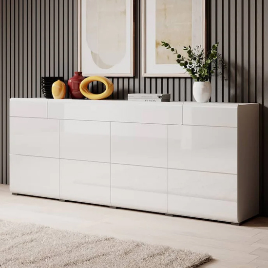 Read more about Torino high gloss sideboard with 4 doors in white