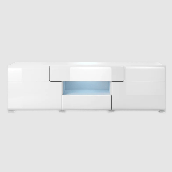 Torino High Gloss TV Stand In White With LED