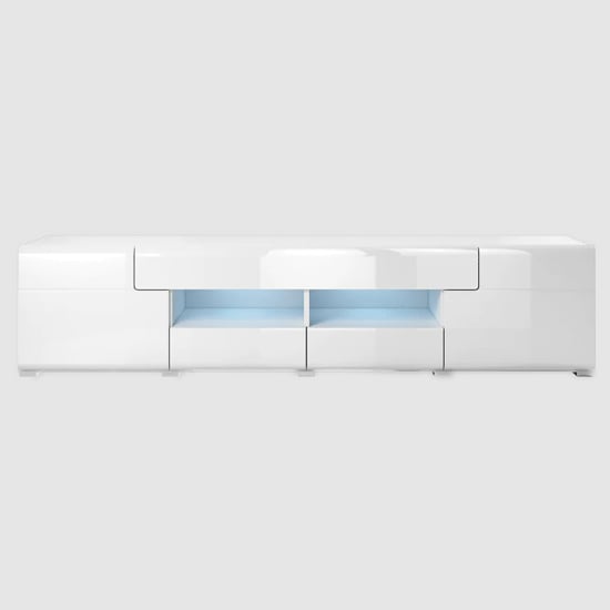 Torino High Gloss TV Stand Wide In White With LED