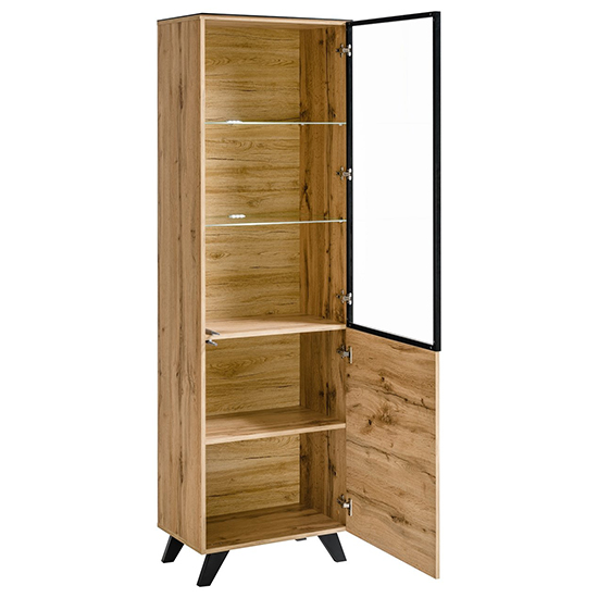 Torino Wooden Living Room Furniture Set In Wotan Oak With LED