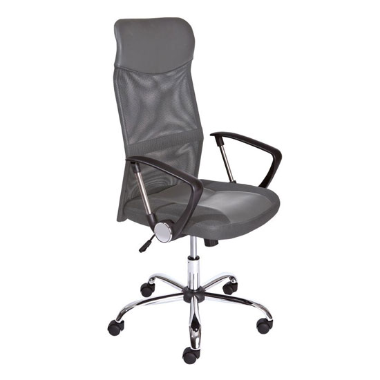 Torino Polyurethane Office Chair In Grey With Arms