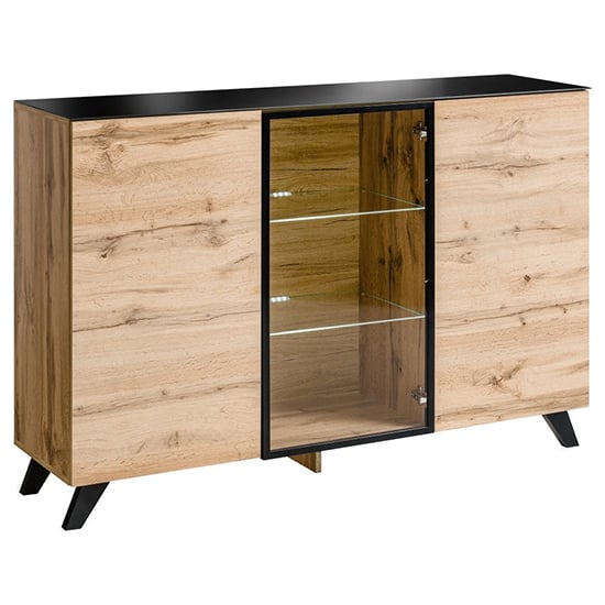 Product photograph of Torino Wooden Sideboard With 3 Doors In Wotan Oak And Led from Furniture in Fashion
