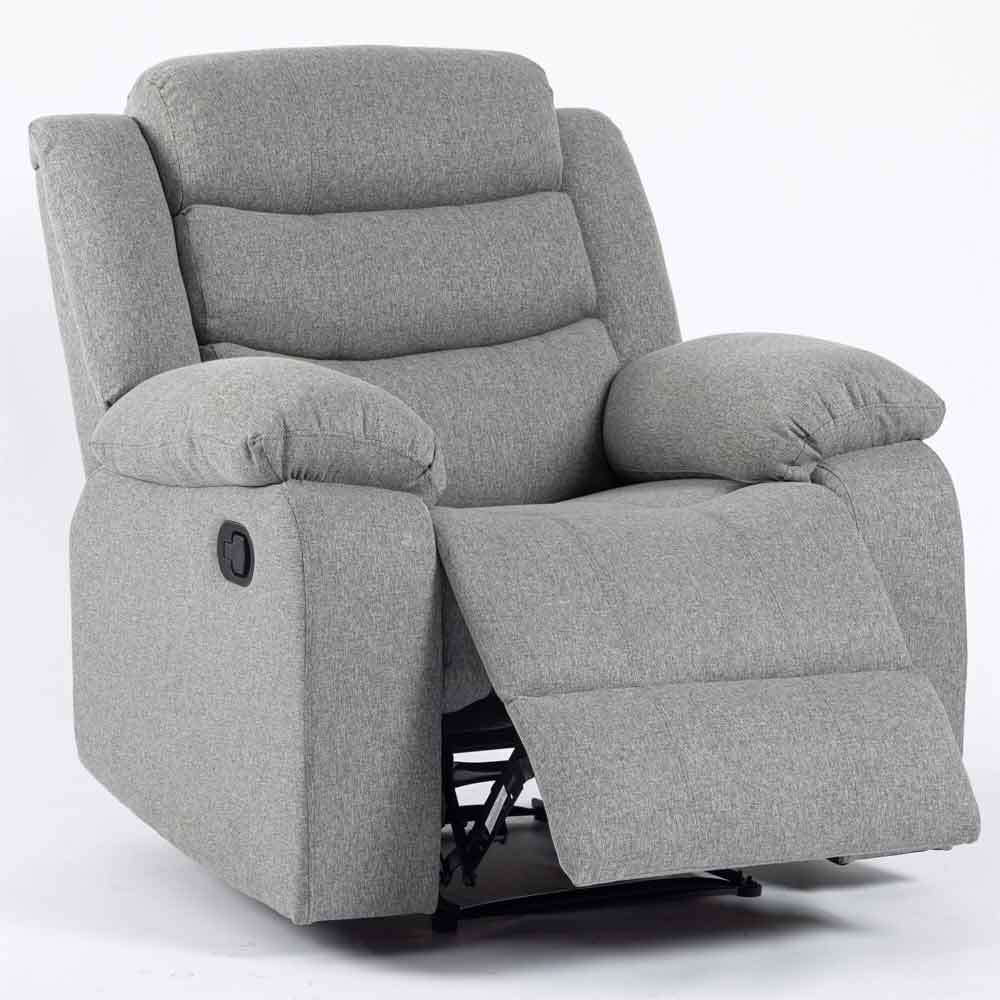 Torlix Fabric Recliner 1 Seater Sofa in Light Grey