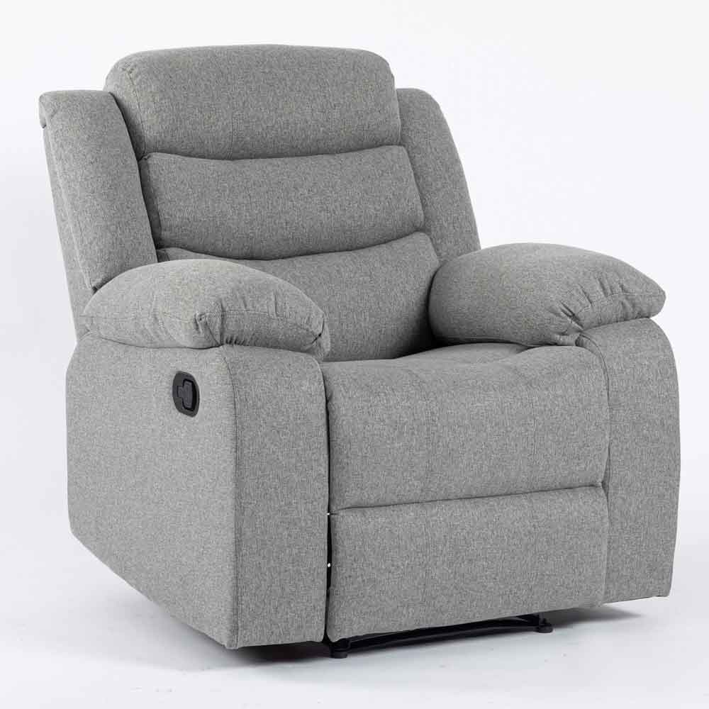 Torlix Fabric Recliner 1 Seater Sofa in Light Grey