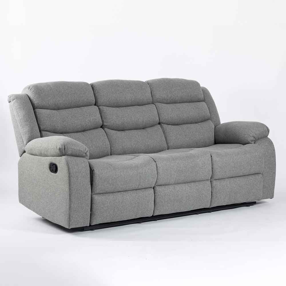 Torlix Fabric Recliner 3 Seater Sofa in Light Grey