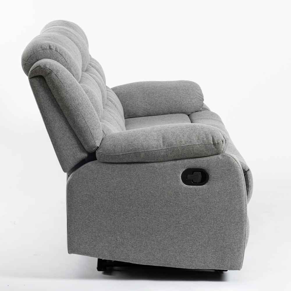 Torlix Fabric Recliner 3 Seater Sofa in Light Grey