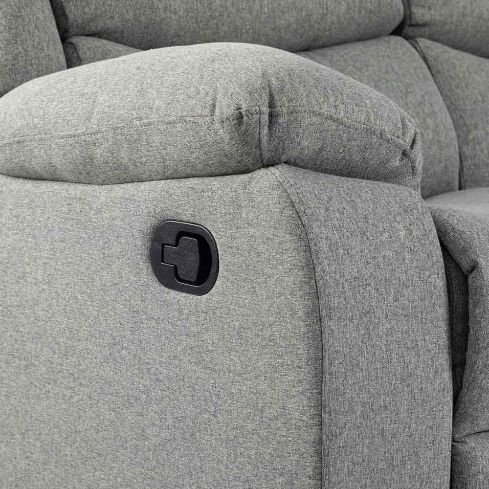 Torlix Fabric Recliner 3 Seater Sofa in Light Grey