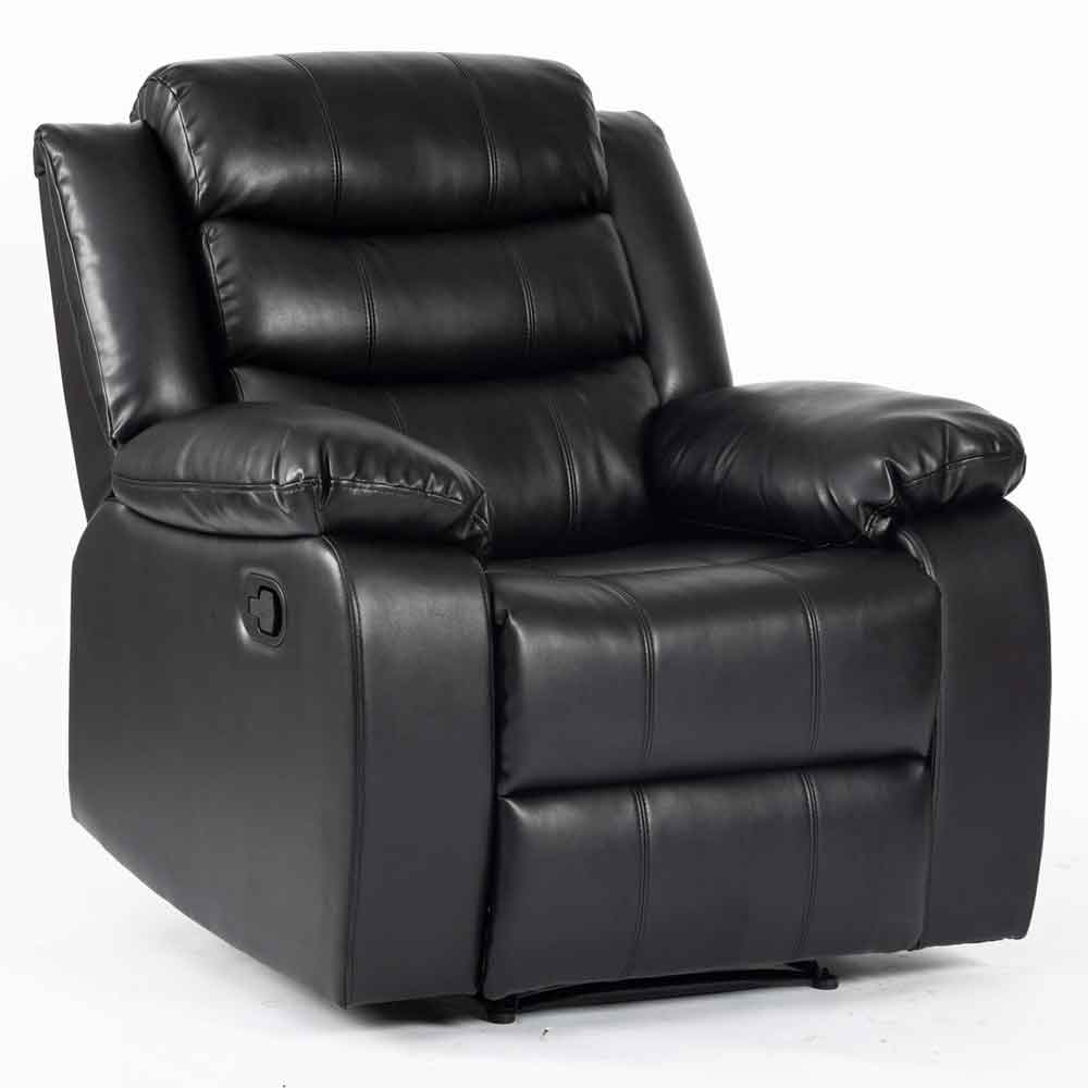 Torlix Faux Leather Recliner 1 Seater Sofa in Black