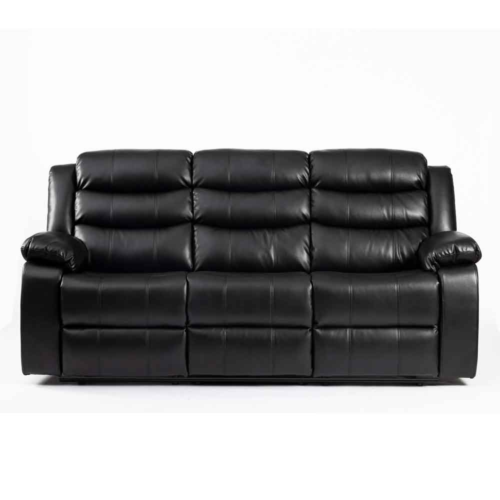 Torlix Faux Leather Recliner 3 Seater Sofa in Black