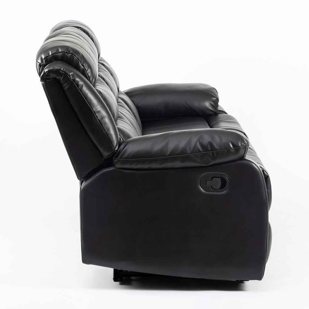 Torlix Faux Leather Recliner 3 Seater Sofa in Black
