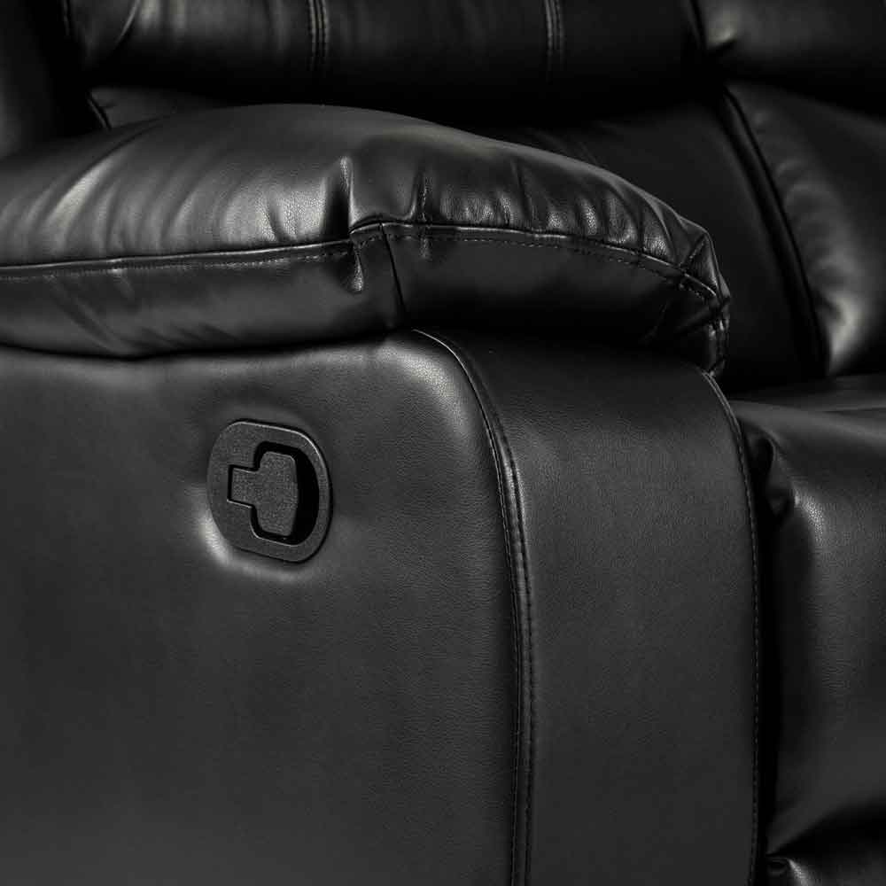 Torlix Faux Leather Recliner 3 Seater Sofa in Black