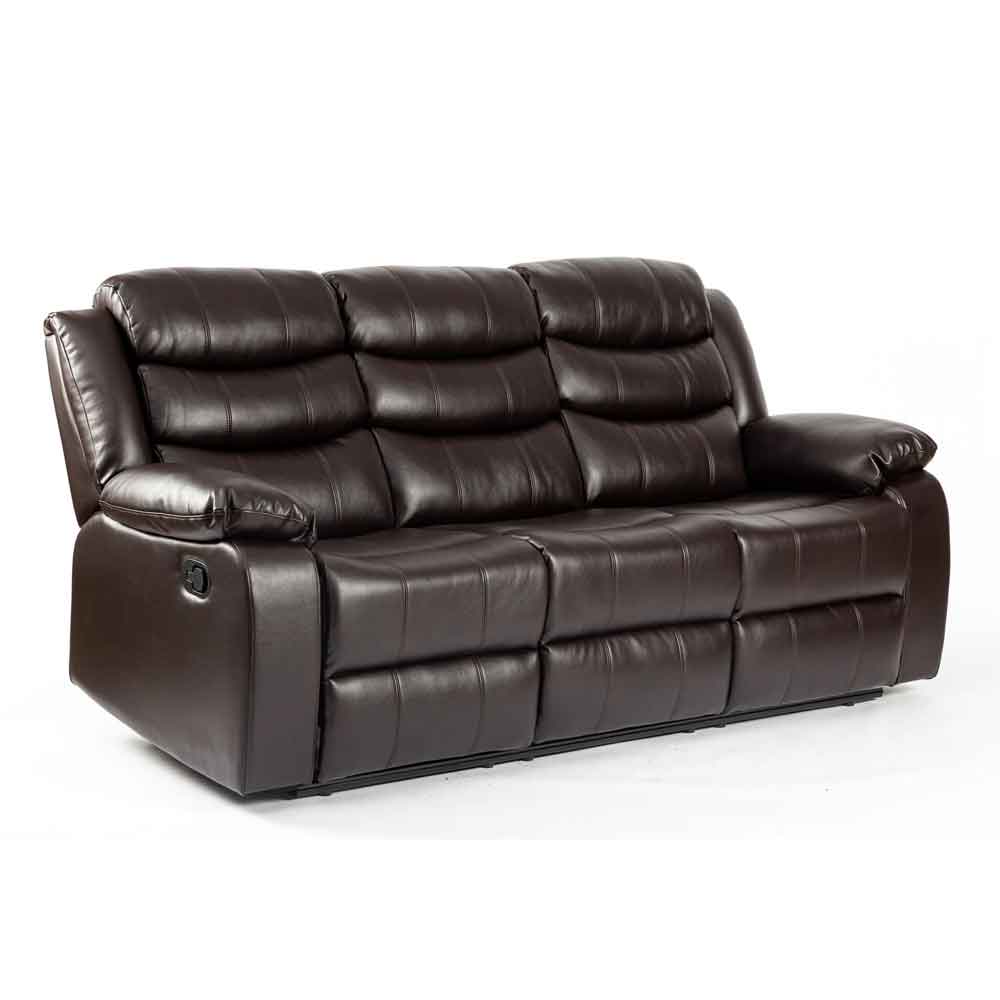 Torlix Faux Leather Recliner 3 Seater Sofa in Brown