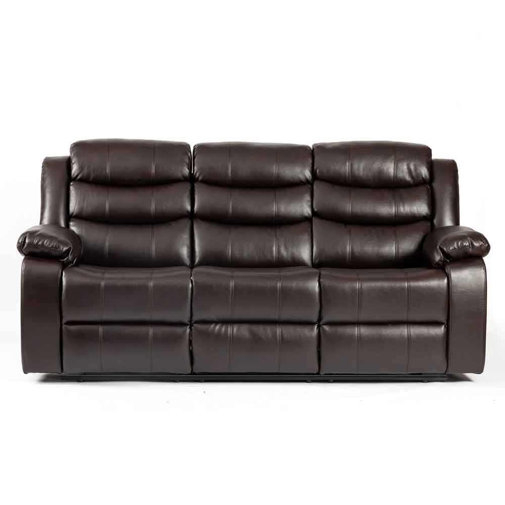 Torlix Faux Leather Recliner 3 Seater Sofa in Brown