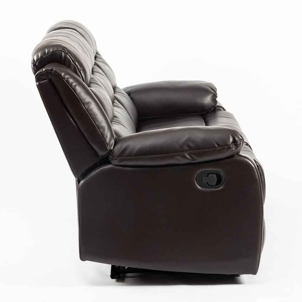 Torlix Faux Leather Recliner 3 Seater Sofa in Brown