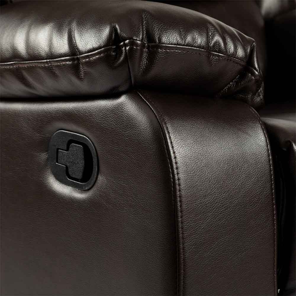 Torlix Faux Leather Recliner 3 Seater Sofa in Brown