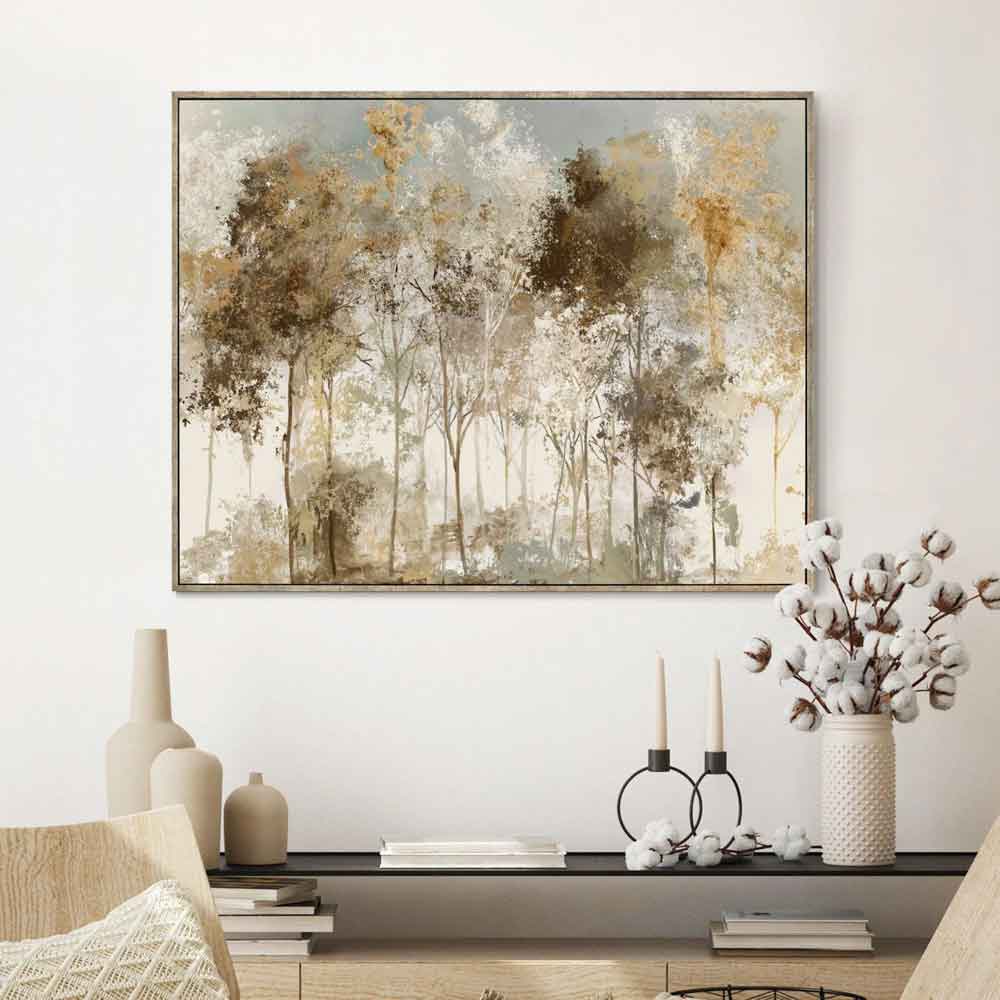Tormel Copper Frost Canvas Wall Art in Gold Frame