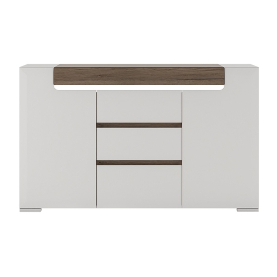 Tortola LED Wooden Sideboard In Oak And White Gloss With 2 Doors_2