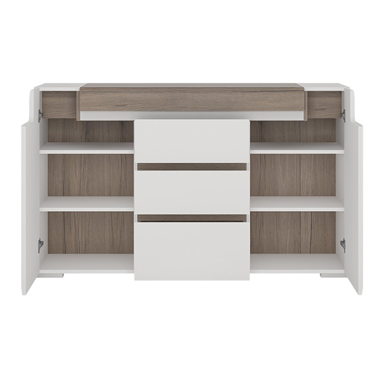 Tortola LED Wooden Sideboard In Oak And White Gloss With 2 Doors_3
