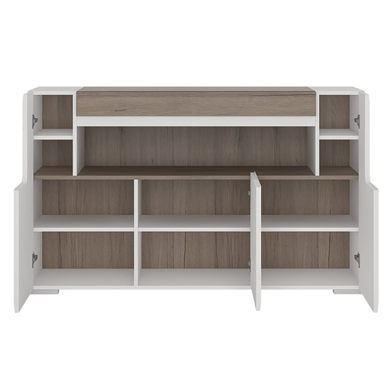 Tortola LED Wooden Sideboard In Oak And White Gloss With 3 Doors_4