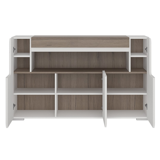 Tortola LED Wooden Sideboard In Oak And White Gloss With 3 Doors