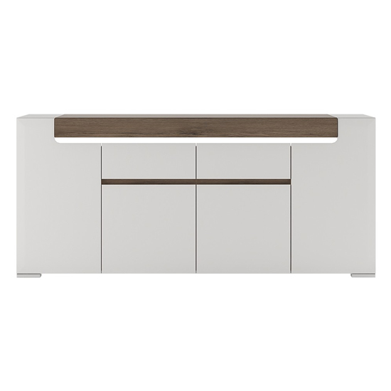 Tortola LED Wooden Sideboard In Oak And White Gloss With 4 Doors_2