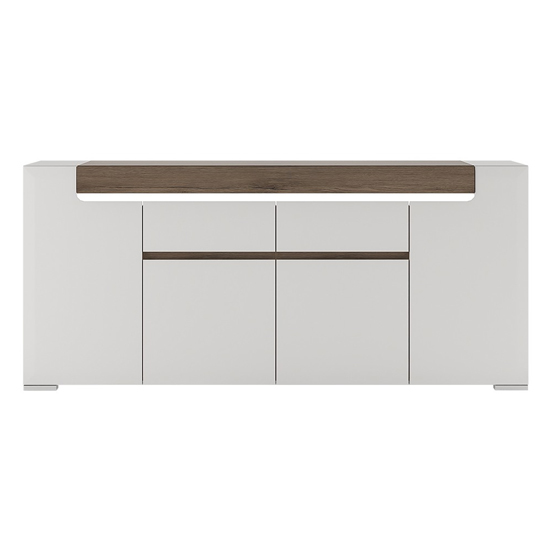 Tortola LED Wooden Sideboard In Oak And White Gloss With 4 Doors