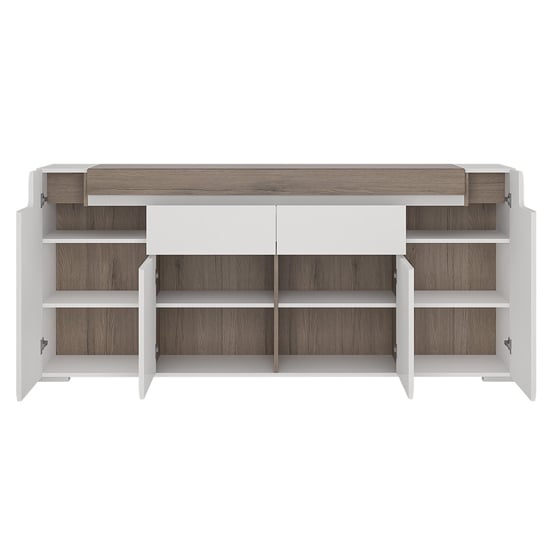 Tortola LED Wooden Sideboard In Oak And White Gloss With 4 Doors_3