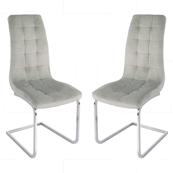 Torres Grey French Velvet Dining Chair In Pair