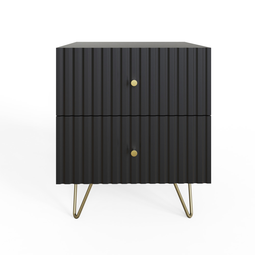 Torrington Wooden Bedside Cabinet with 2 Drawers in Black