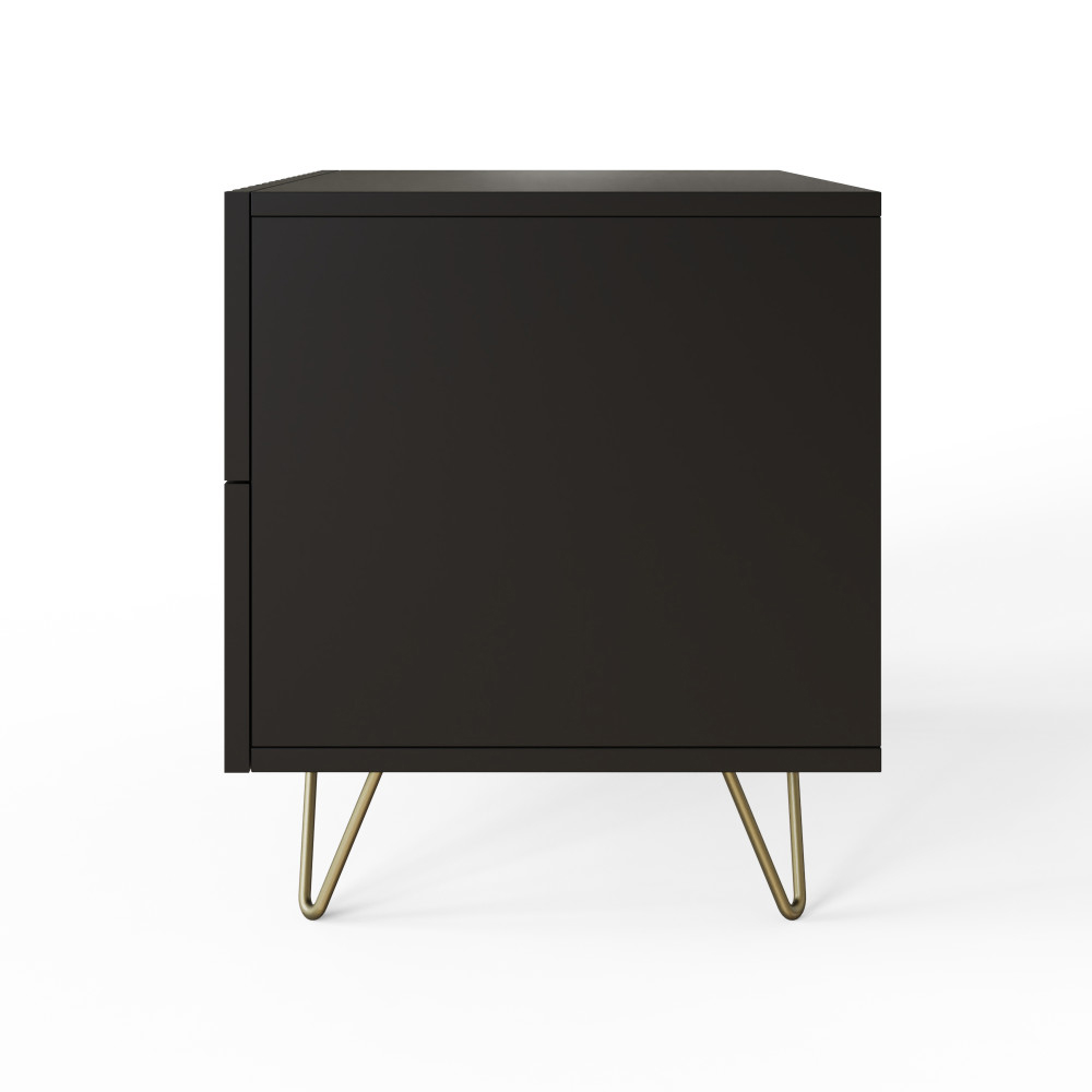 Torrington Wooden Bedside Cabinet with 2 Drawers in Black