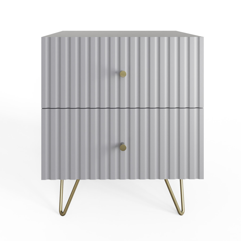 Torrington Wooden Bedside Cabinet with 2 Drawers in Grey